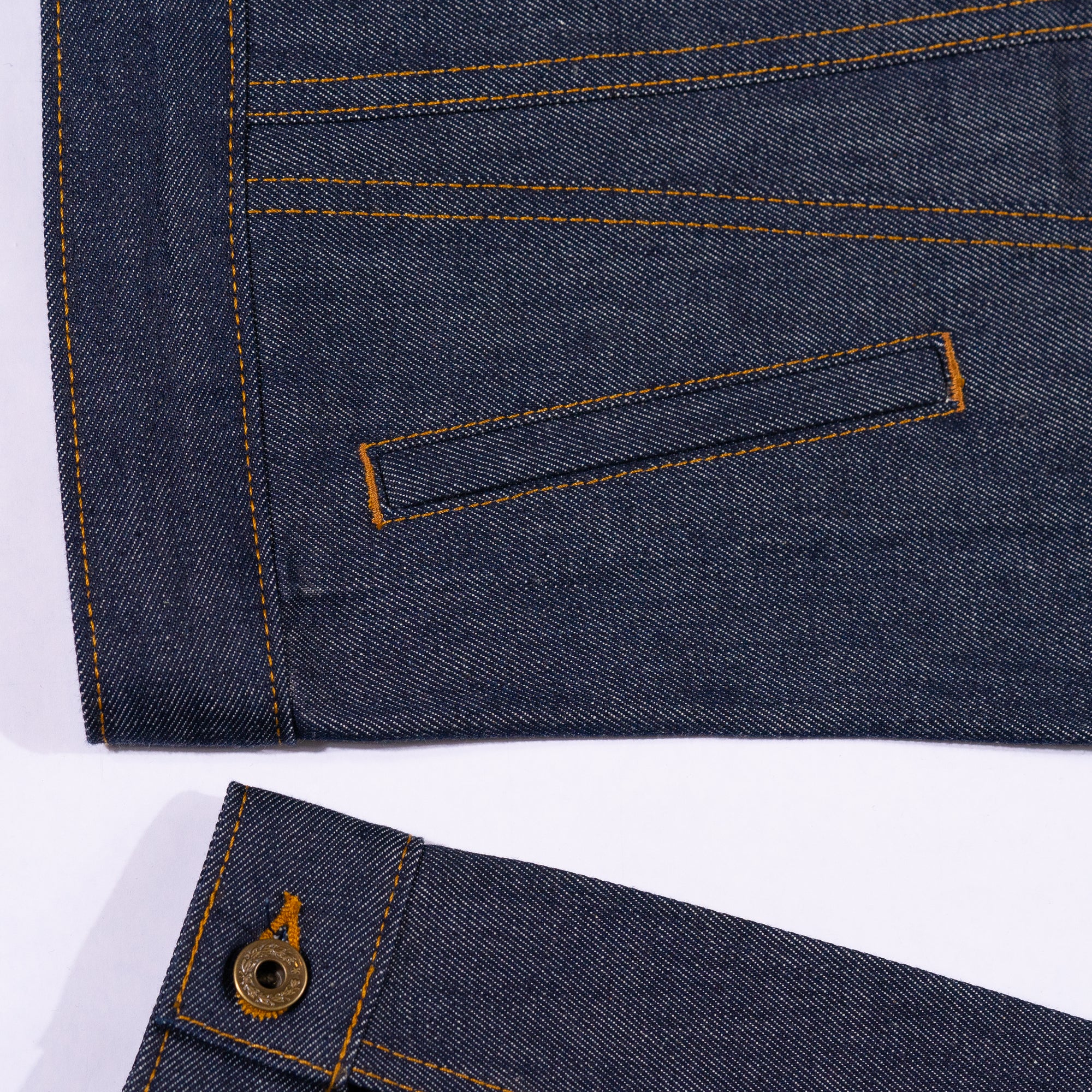 The Ironside Trucker just released in a sublime, vintage inspired 13oz  selvage denim from Kaihara Mills. The weft yarn has a slight yello