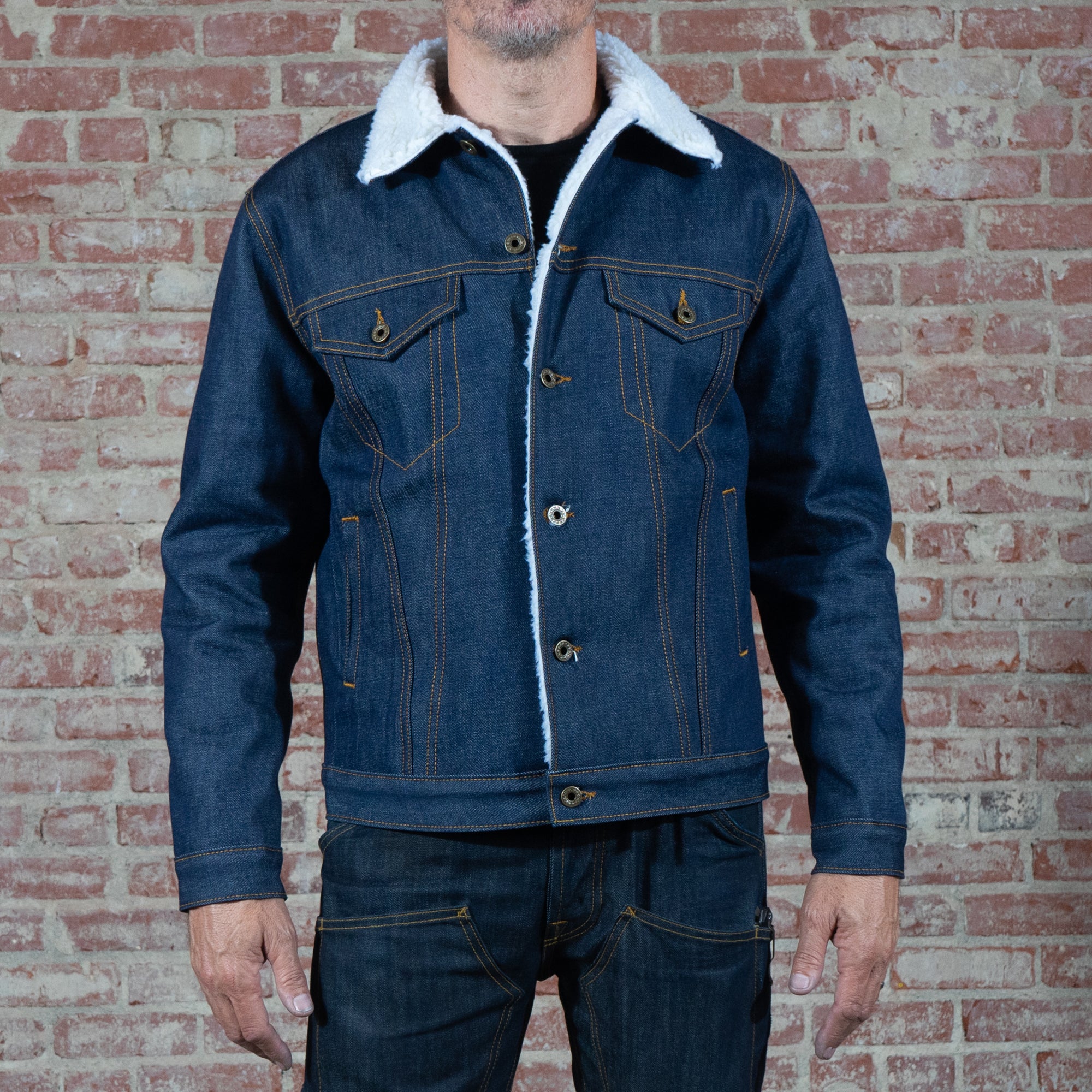 Ironside Sherpa Jacket 14oz Golden Handshake Cone Mills NC Selvage Denim