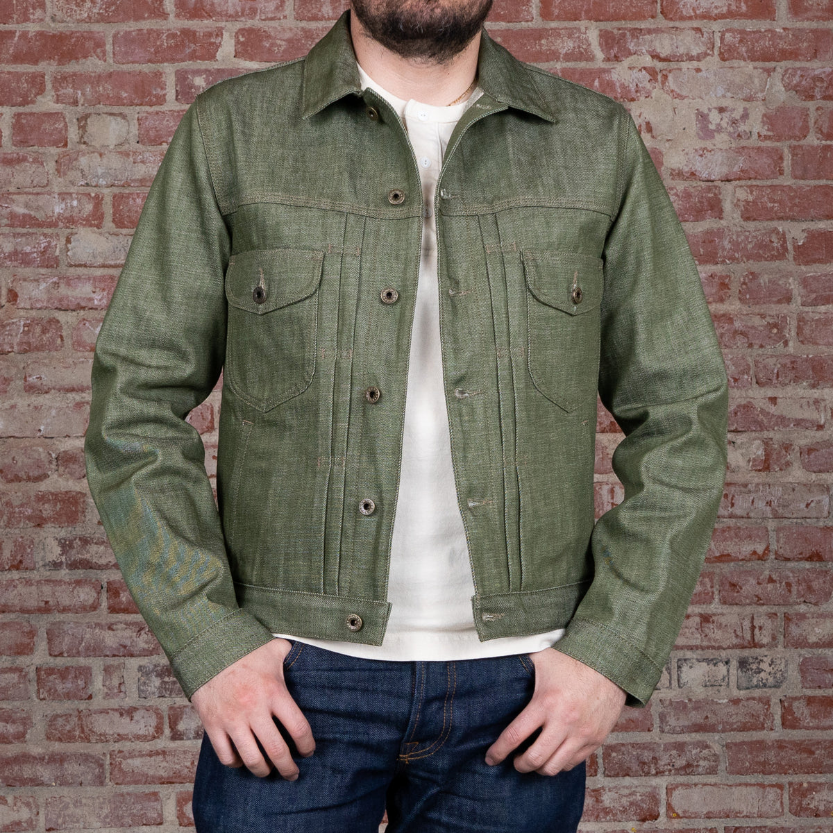 Mojave Jacket 14oz 'Savage Green' Selvage Denim - Brave Star Selvage