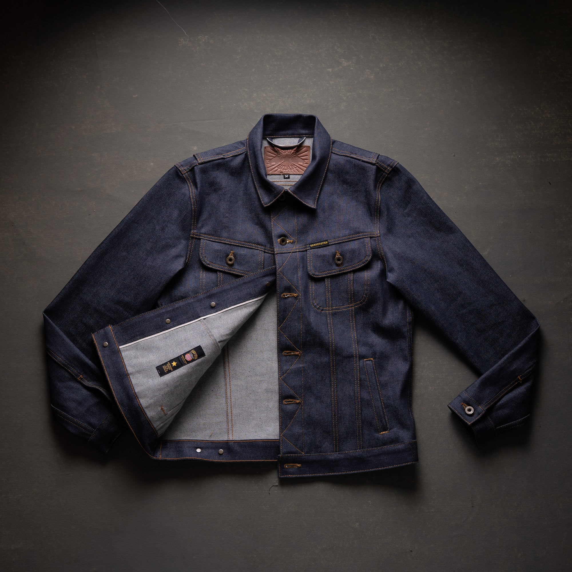 The Steadfast Selvedge Denim Jacket Cone Mills Denim Brave Star